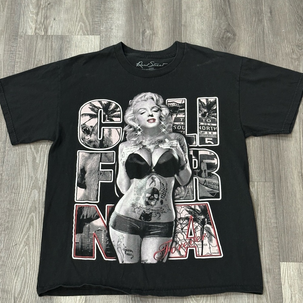 Marilyn Monroe California Deal Street black graphic tee shirt size large L